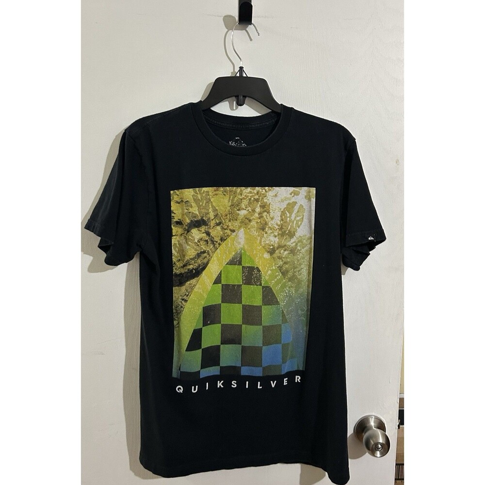 Quiksilver Men’s M Black Skate Surf Graphic Print Logo Crew Neck Tee